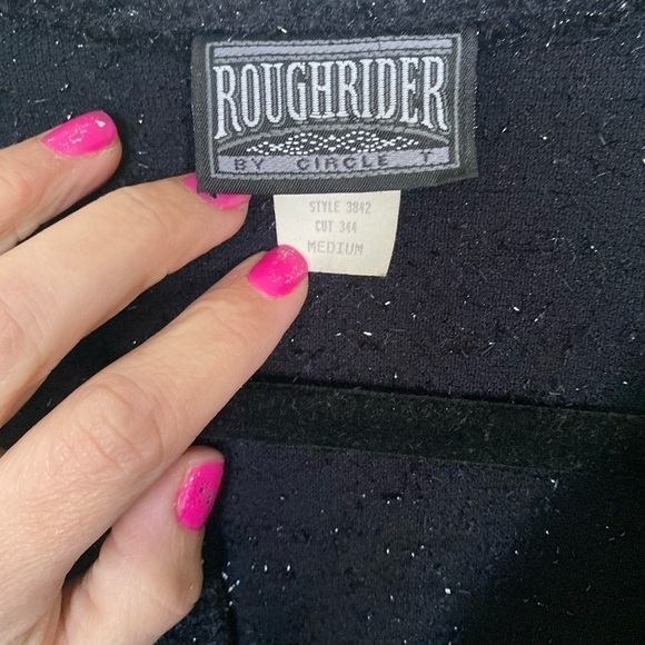 Vintage, rough rider, by circle t zip up cropped black with sparkles jacket - Picture 4 of 6